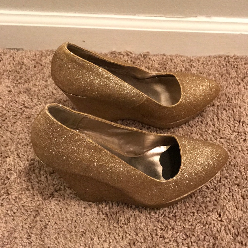 Gold Glitter Wedges